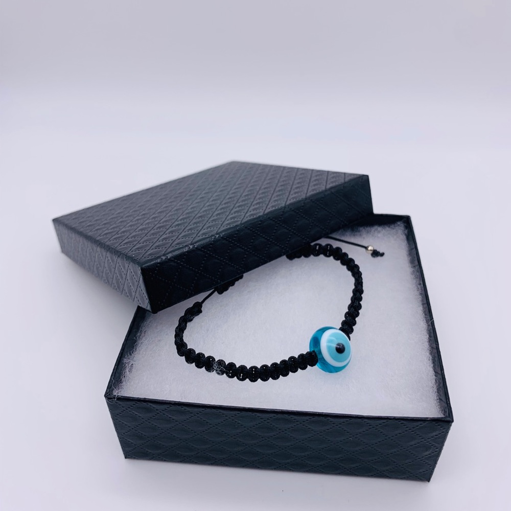 Hand blown glass evil eye bracelet